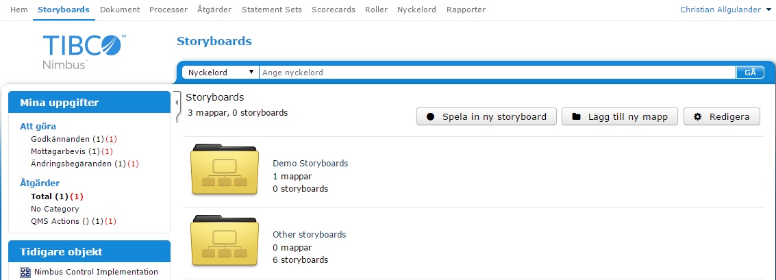 TIBCO Nimbus 9.5.1 Storyboards